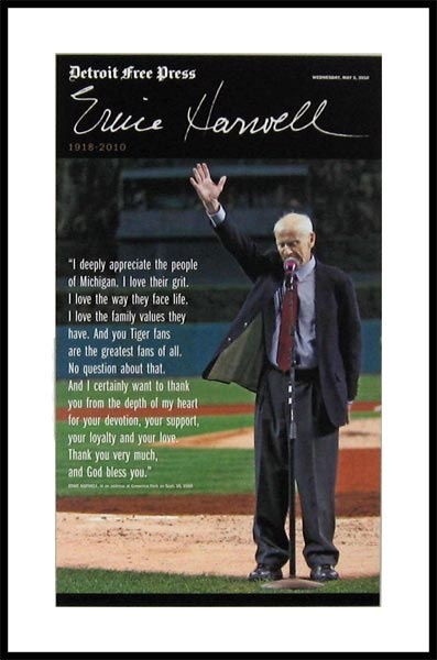 Detroit Tiger and Hall of Fame broadcaster Ernie Harwell gives his farewell speech.