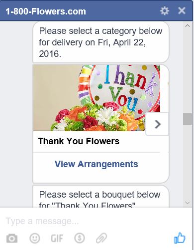 1800Flowers.com Chat Bot service - Flowers selection